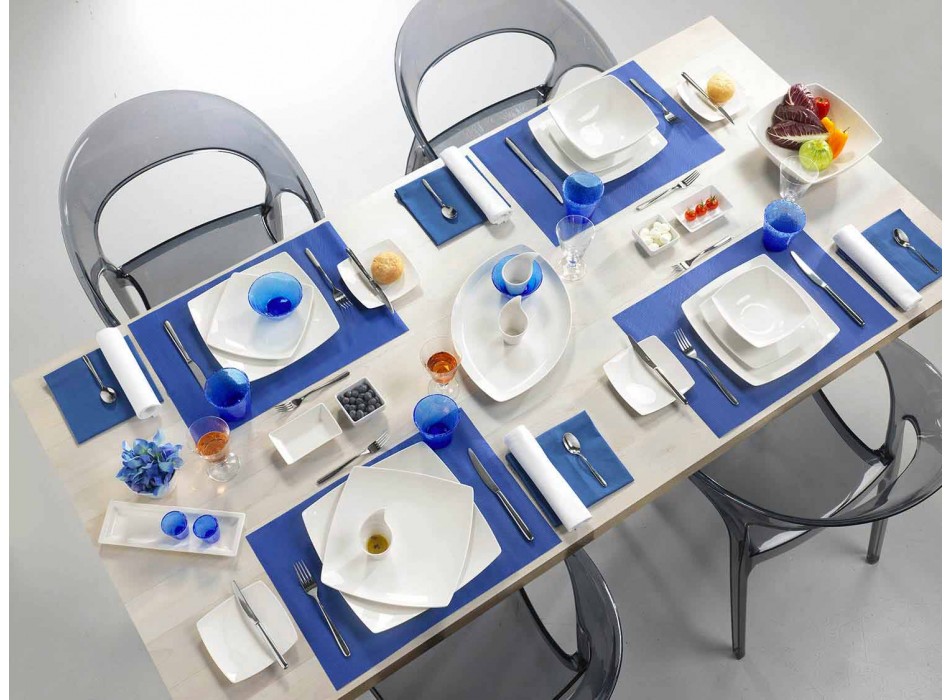 White Dinner Plates Service Square und modernes Design 26 Stück - Usima Viadurini