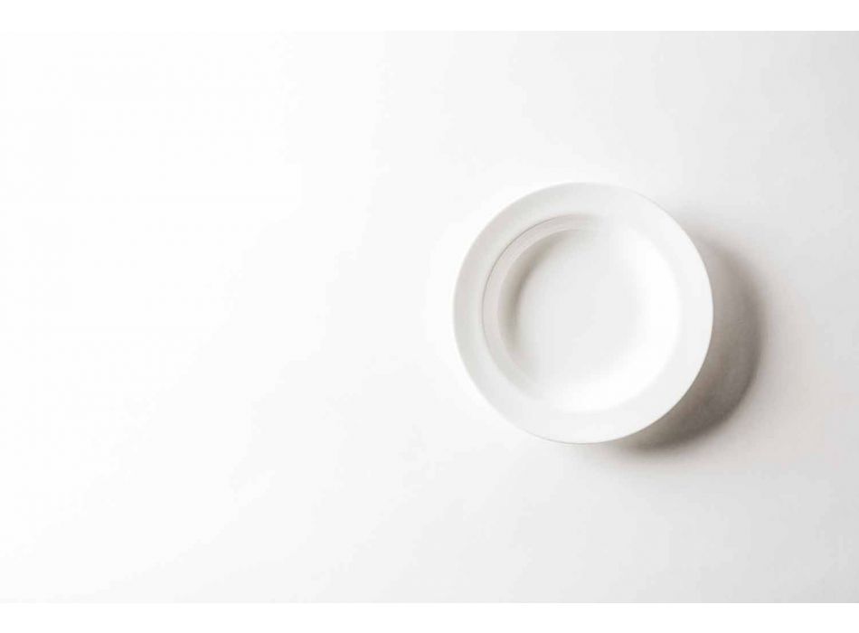 Weißes Design Porzellan Teller Set 24 Stück - Samantha Viadurini