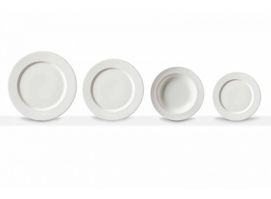 Weißes Design Porzellan Teller Set 24 Stück - Samantha Viadurini