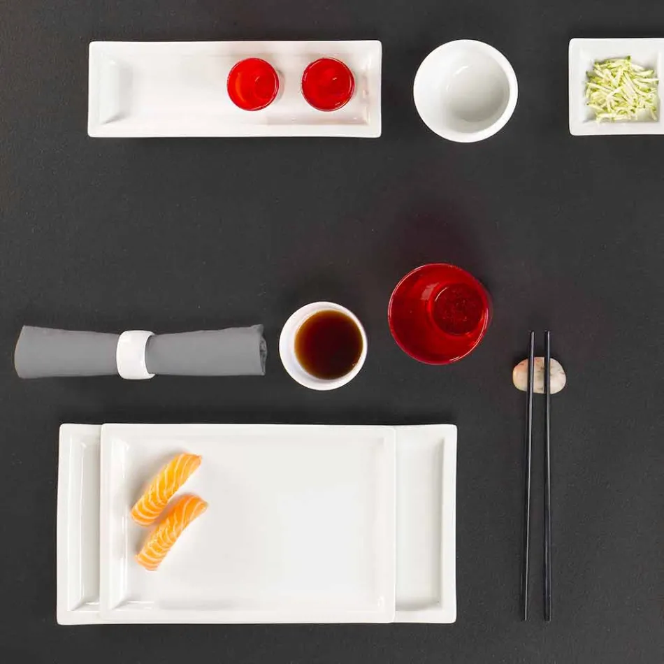 Weißes Porzellan Moderne Teller Set 25 Stück - Basal Viadurini