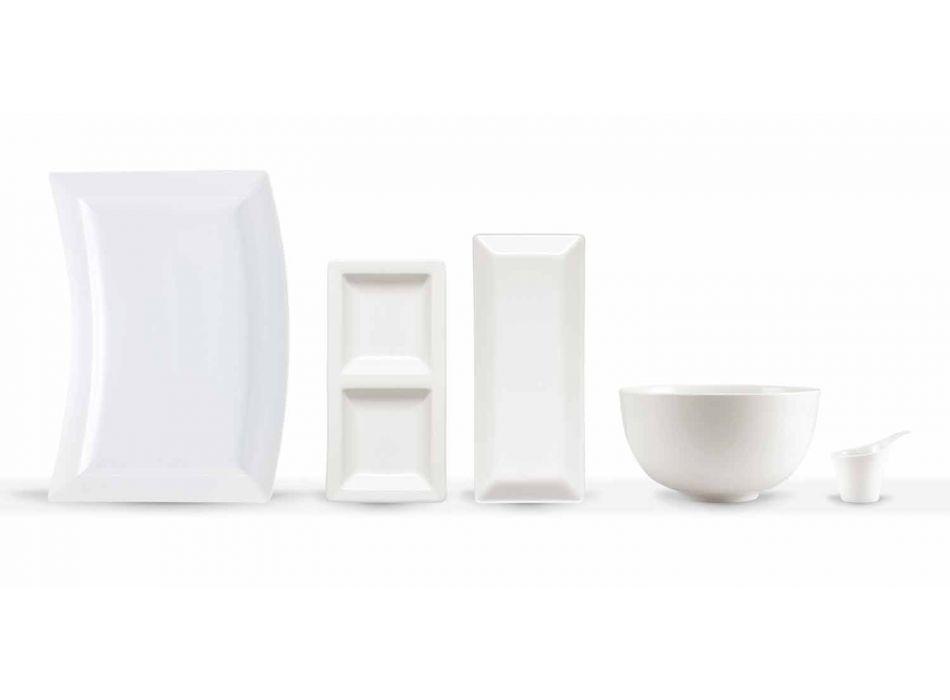 Geschirrset Modernes Design Rechteckiges Porzellan 25 Stück - Melbourne Viadurini