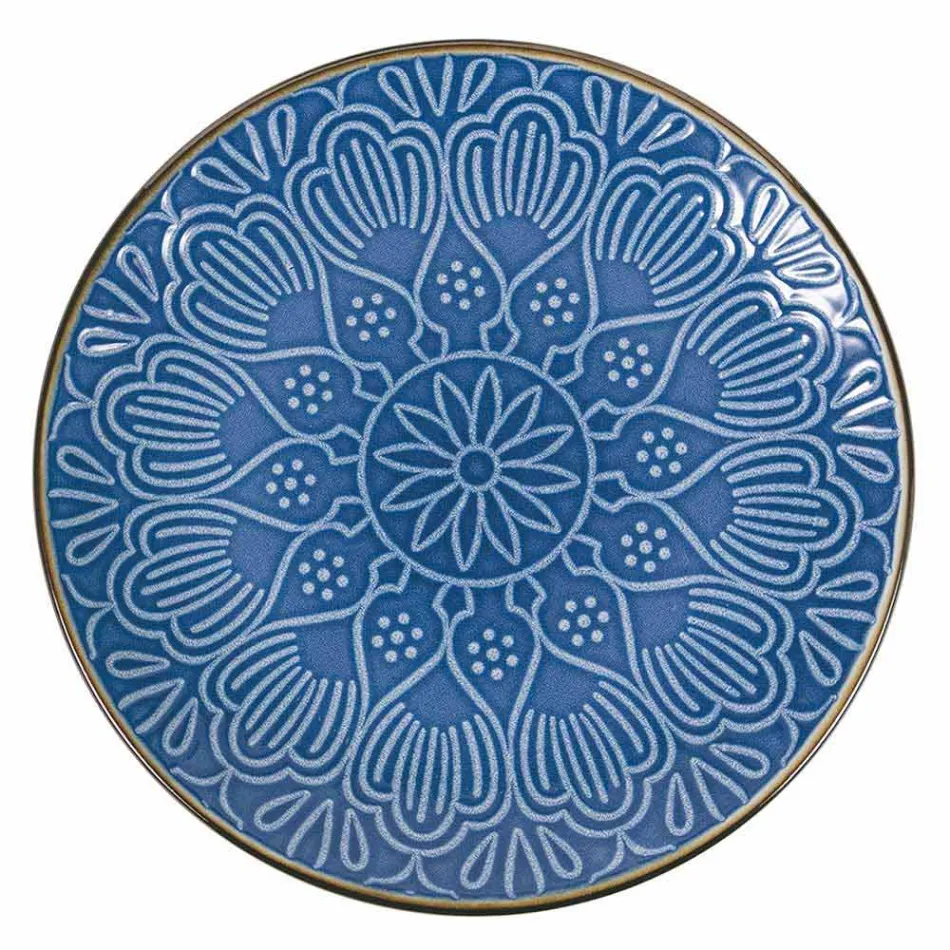 Geschirrservice in Hartdolomitgrau, Hellblau oder Blau 18 Stück - Arabisch Viadurini