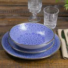 Geschirrservice in Hartdolomitgrau, Hellblau oder Blau 18 Stück - Arabisch Viadurini