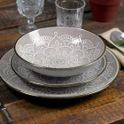 Geschirrservice in Hartdolomitgrau, Hellblau oder Blau 18 Stück - Arabisch Viadurini