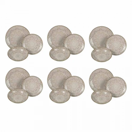 Geschirrservice in Hartdolomitgrau, Hellblau oder Blau 18 Stück - Arabisch Viadurini