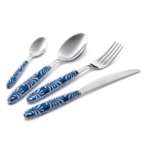 Besteckset aus stahl und kunststoff blau oder weiß dekoration 24-tlg. - alessandra