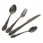 Schwarzes oder goldenes Besteckset aus satiniertem Stahl, 24-teilig - Fantasy Viadurini