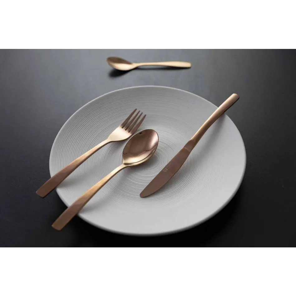 24-teiliges Luxus-Besteckset aus Stahl mit Design - Wisconsinpos Viadurini