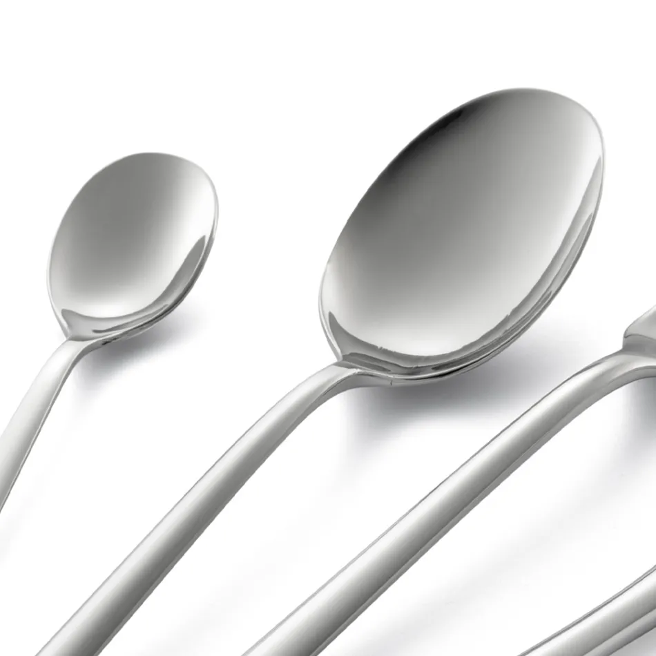 Quadratisches Design Besteckset aus poliertem Edelstahl 24 teilig - Bumbun Viadurini