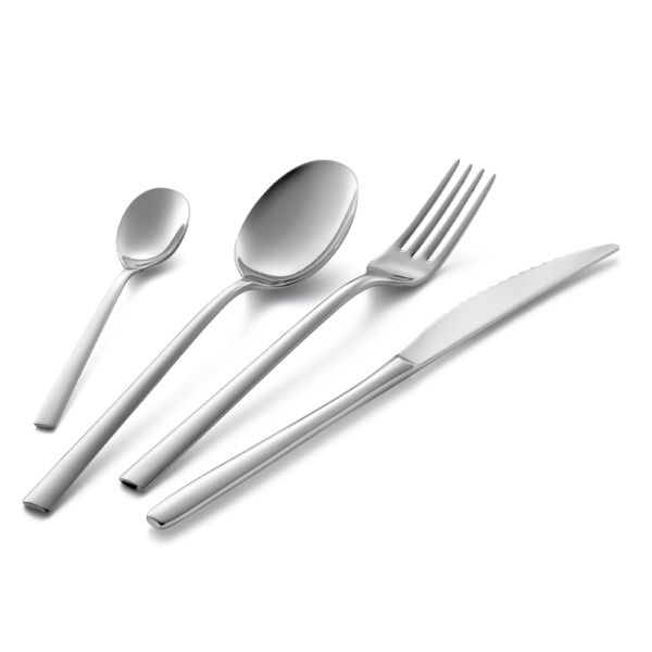Quadratisches design besteckset aus poliertem edelstahl 24 teilig - bumbun