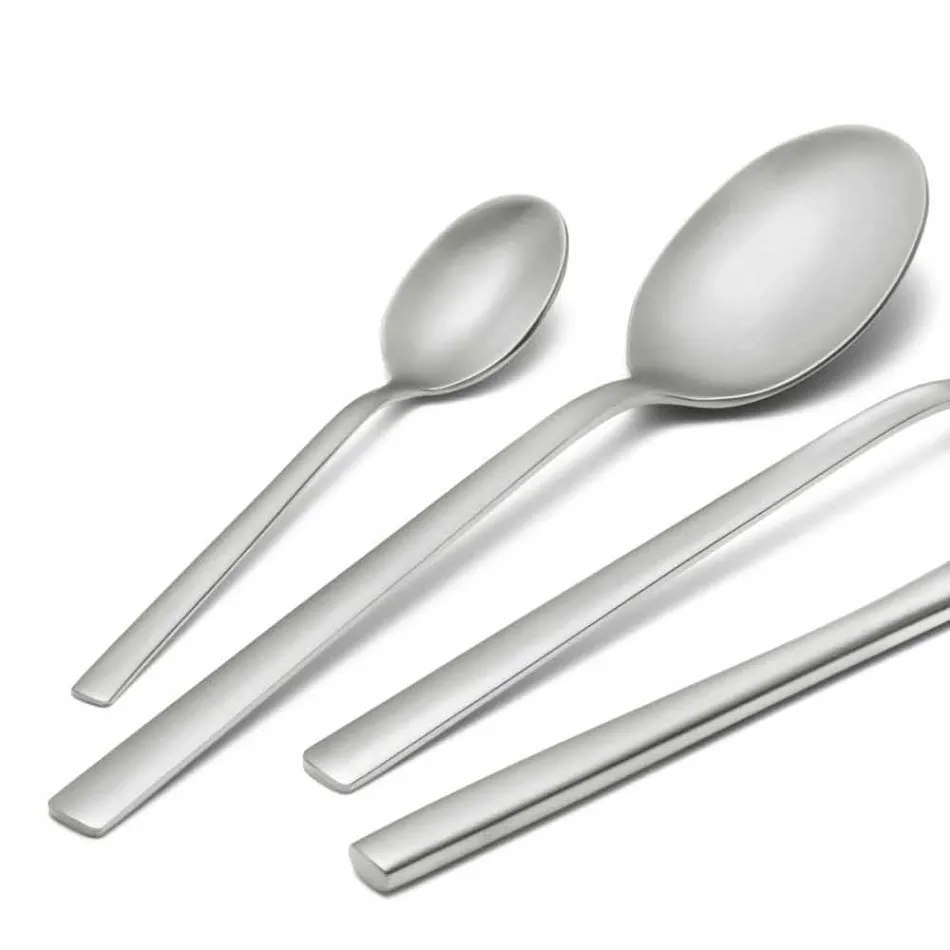 Besteck Set aus sandgestrahltem Edelstahl 24 Stück elegantes Design - Ronfo Viadurini