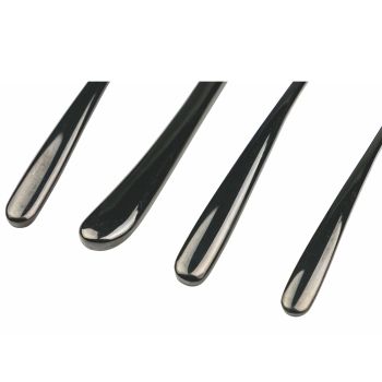 Besteckset aus glänzendem schwarzem Stahl rundes Design 24-teilig - Tropfen