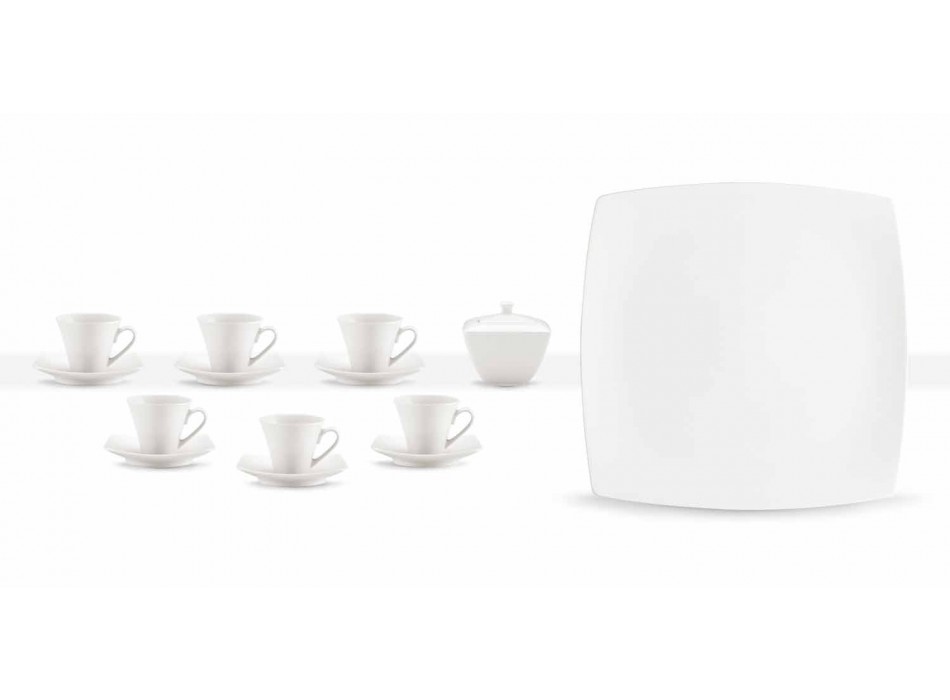Weiße Porzellan Kaffeetassen Service Modernes Design 8 Stück - Dom Viadurini