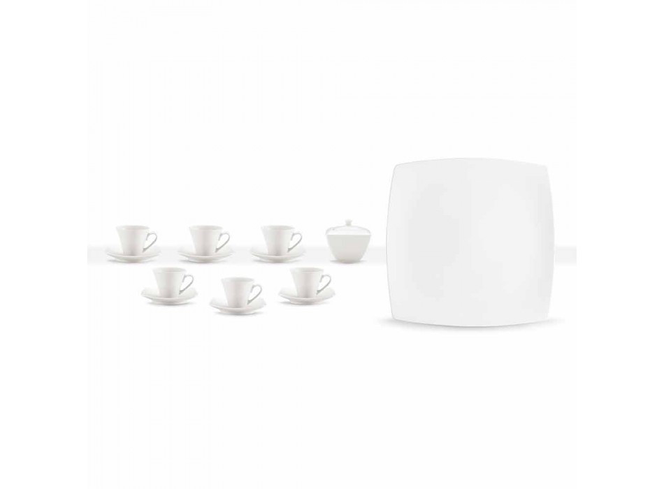 Weiße Porzellan Kaffeetassen Service Modernes Design 8 Stück - Dom Viadurini