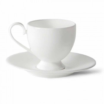 Cappuccino Cups Service mit Fuß 14 Stück aus weißem Porzellan - Armanda