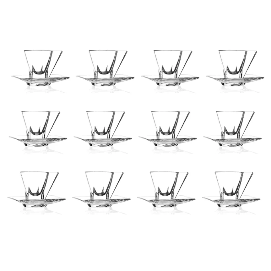 Cappuccino-Tassenservice in italienischem Öko-Kristall 12 Stück - Amalgam Viadurini