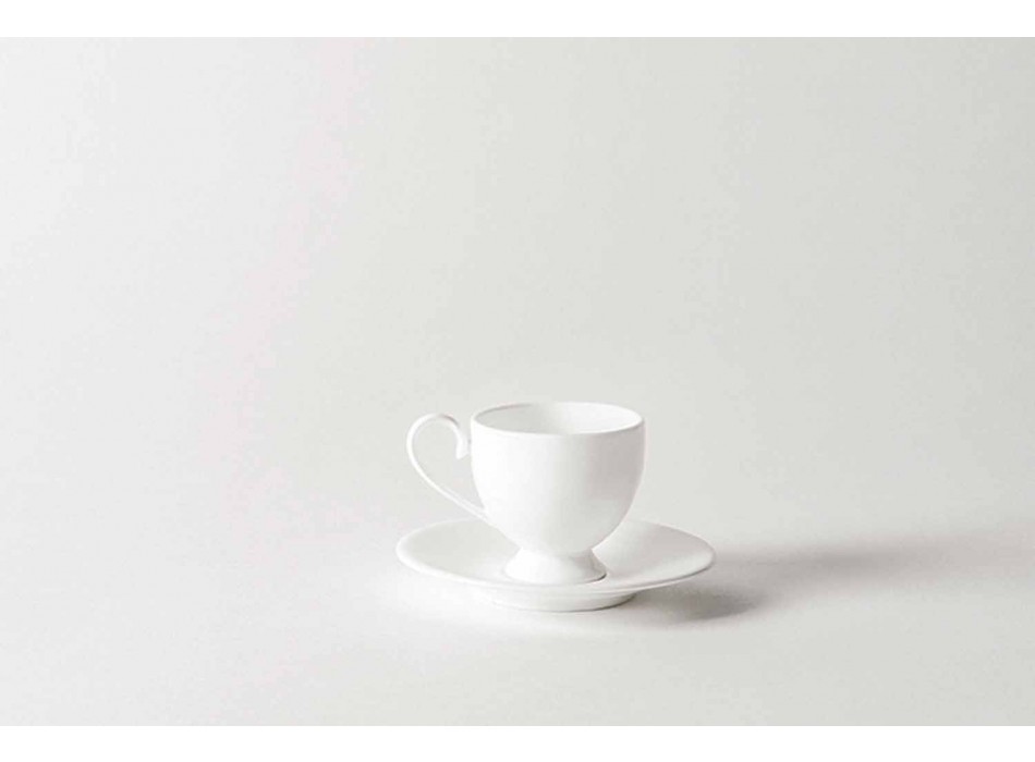 Kaffeetassen Service mit Fuß und Deckel 19 Stück aus Porzellan - Armanda Viadurini