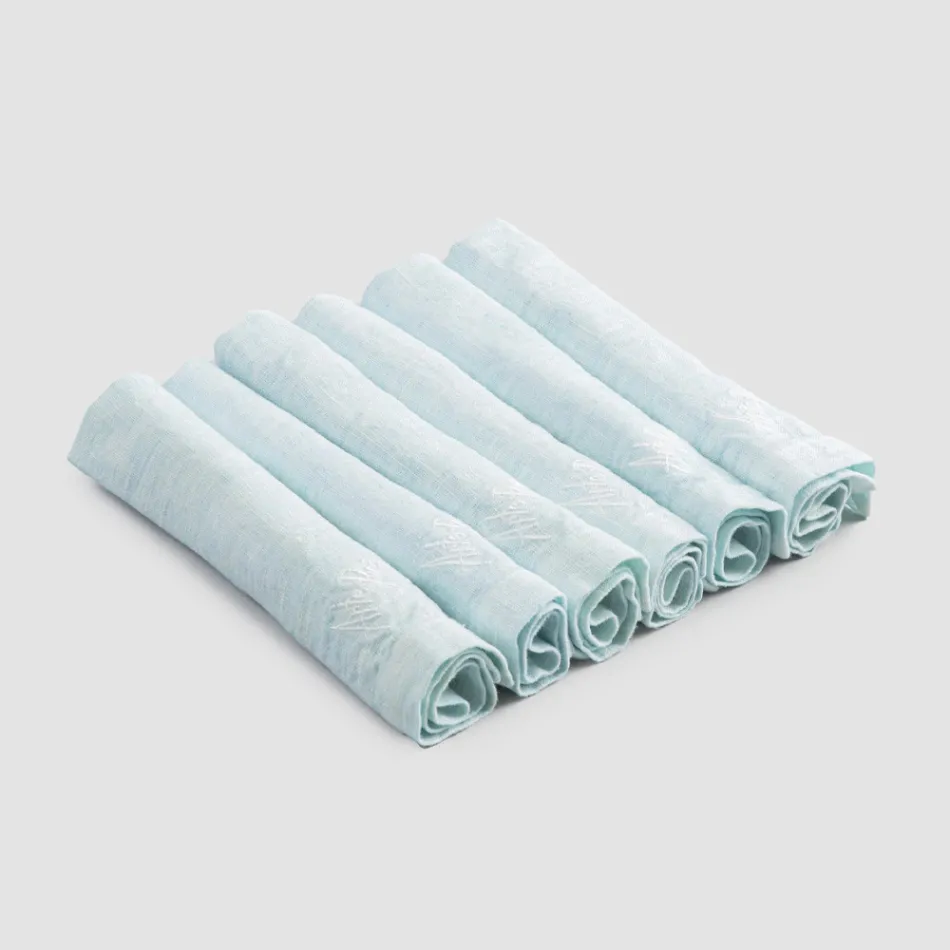 Elegantes Leinenserviettenservice mit Faltkante, 6 farbige Teile - Onestini Viadurini