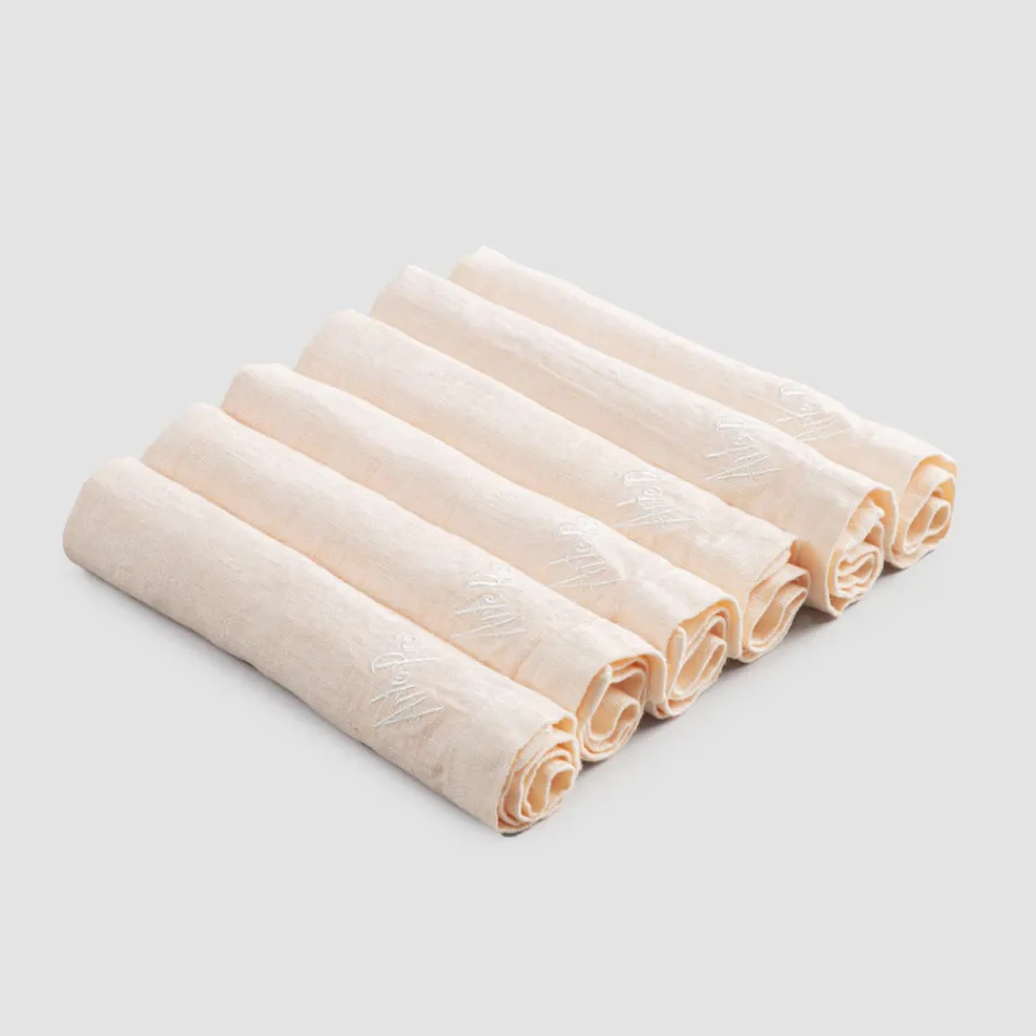 Elegantes Leinenserviettenservice mit Faltkante, 6 farbige Teile - Onestini Viadurini