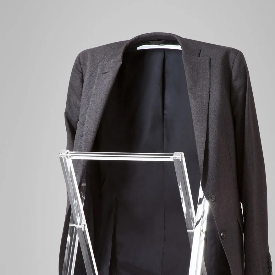 Klappbarer Zimmerdiener aus transparentem Acrylglas - Stecla Viadurini