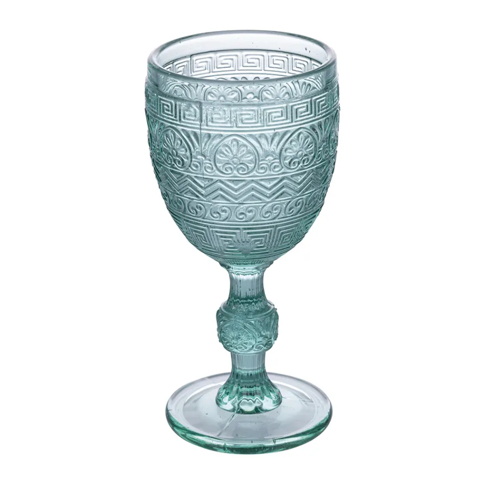 Set mit 12 Kelchen 210 ml aus farbigem Glas und Reliefarbeit - Sonnenuntergang Viadurini