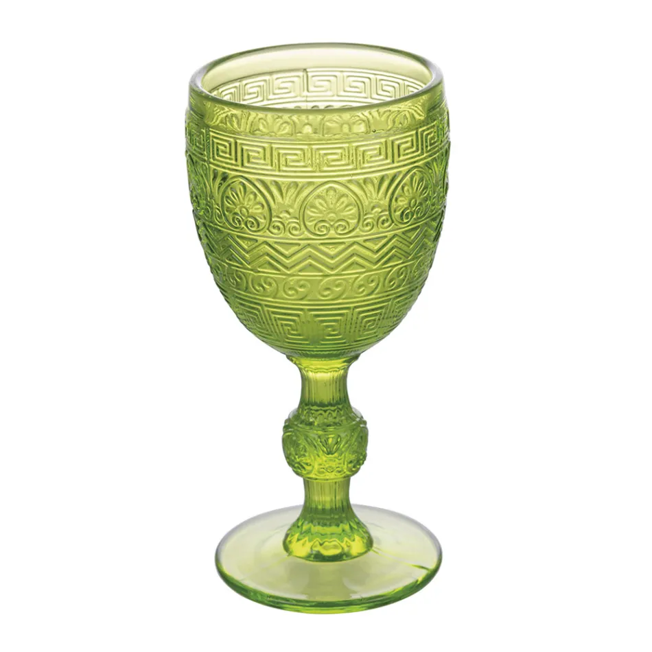 Set mit 12 Kelchen 210 ml aus farbigem Glas und Reliefarbeit - Sonnenuntergang Viadurini