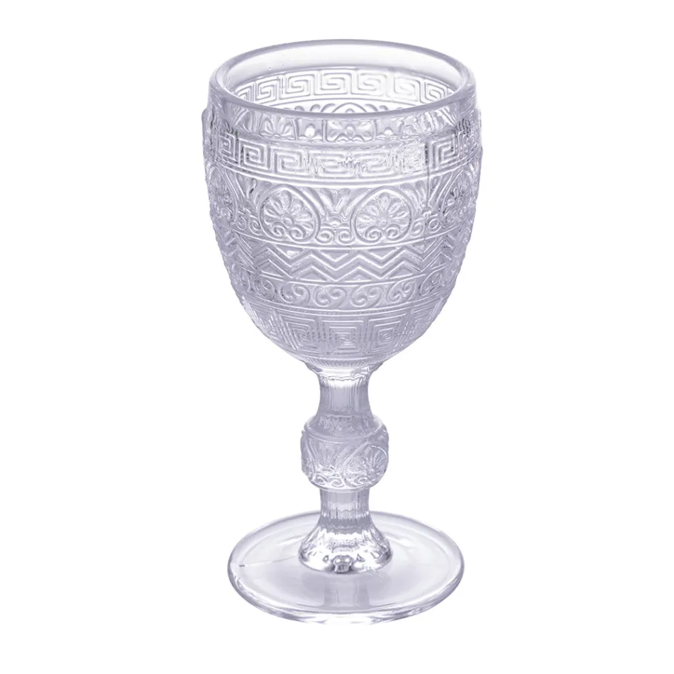 Set mit 12 Kelchen 210 ml aus farbigem Glas und Reliefarbeit - Sonnenuntergang Viadurini