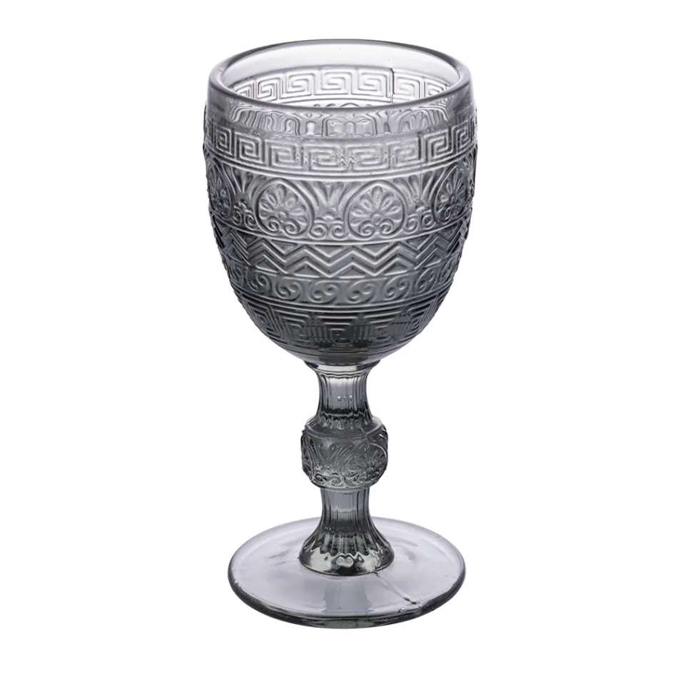 Set mit 12 Kelchen 210 ml aus farbigem Glas und Reliefarbeit - Sonnenuntergang Viadurini