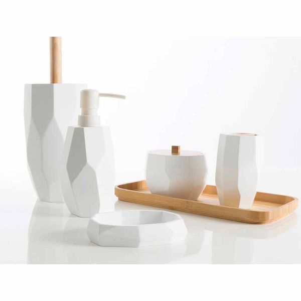 Design badaccessoire-set aus holz und harz rivalba
