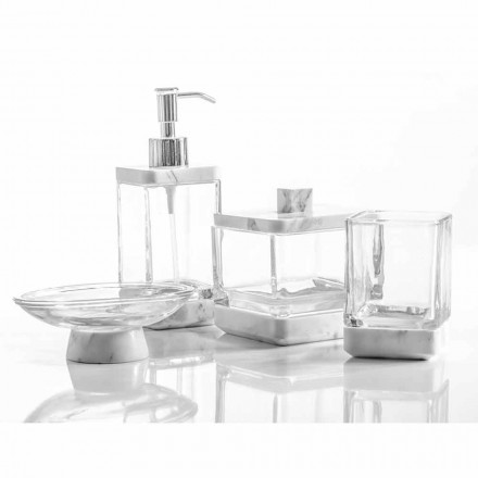 Modernes Badezimmerzubehör aus Calacatta-Marmor und Carona-Glas Viadurini