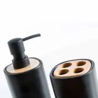 Carsoli moderner Badezimmerzubehörsatz aus Keramik und Holz Viadurini