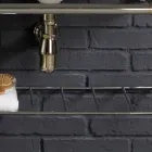 Bad-Set mit Doppel-Konsole aus weißer Keramik von Linienstruktur Viadurini