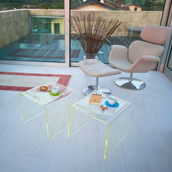 Set aus 2 nachttischen im modernen design aus methacrylat made in italy - leielui