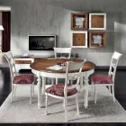 Set aus 4 weißen Stühlen aus poliertem Holz und Stoff, hergestellt in Italien - Alite Viadurini