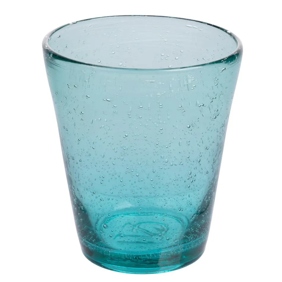 Set mit 12 Gläsern 330 ml aus farbiger geblasener Glaspaste - Spilla Viadurini