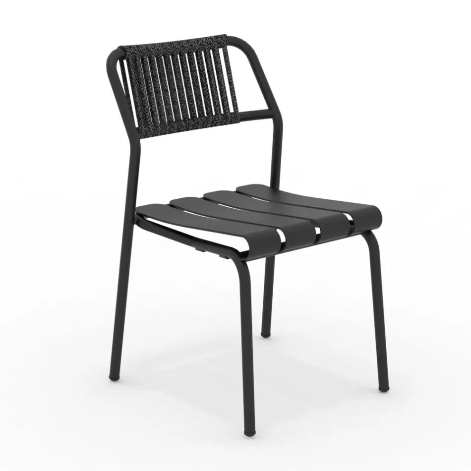 2er-Set Aluminium-Gartenstühle mit Seilrücken - Resplendent Viadurini