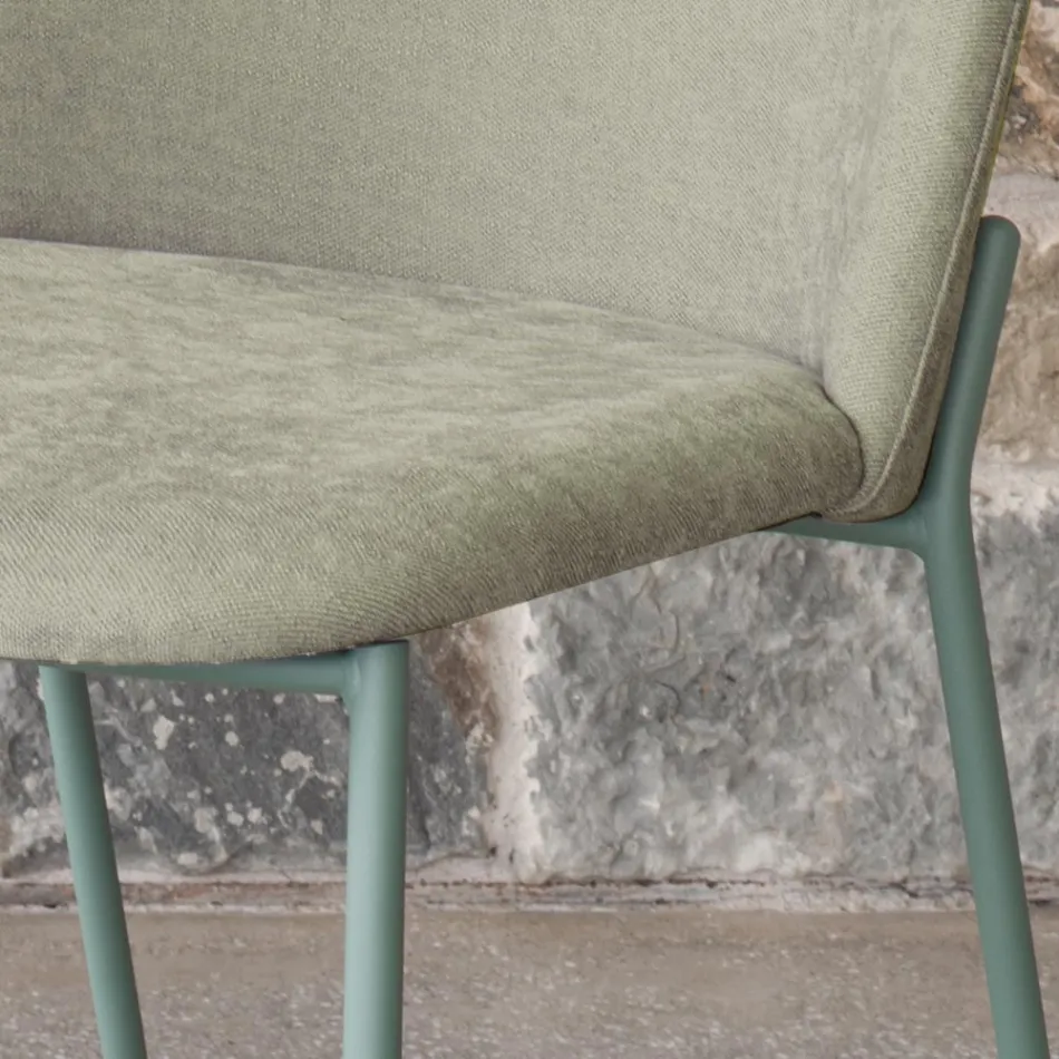 Set mit 2 Wohnzimmerstühlen aus Stoff und Metall, hergestellt in Italien – Ivy Viadurini