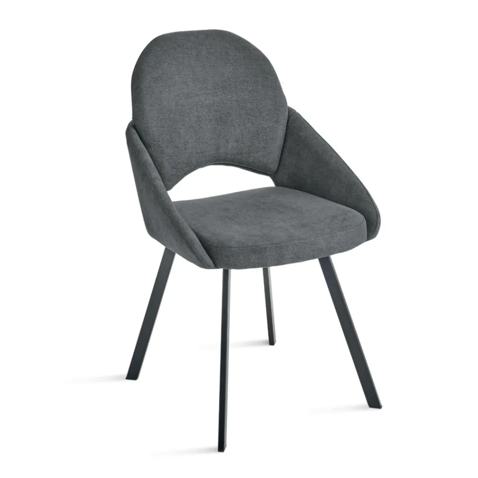 Set aus 2 gepolsterten Stühlen mit farbenfrohem Stoffbezug und Metallgestell - Damian Viadurini