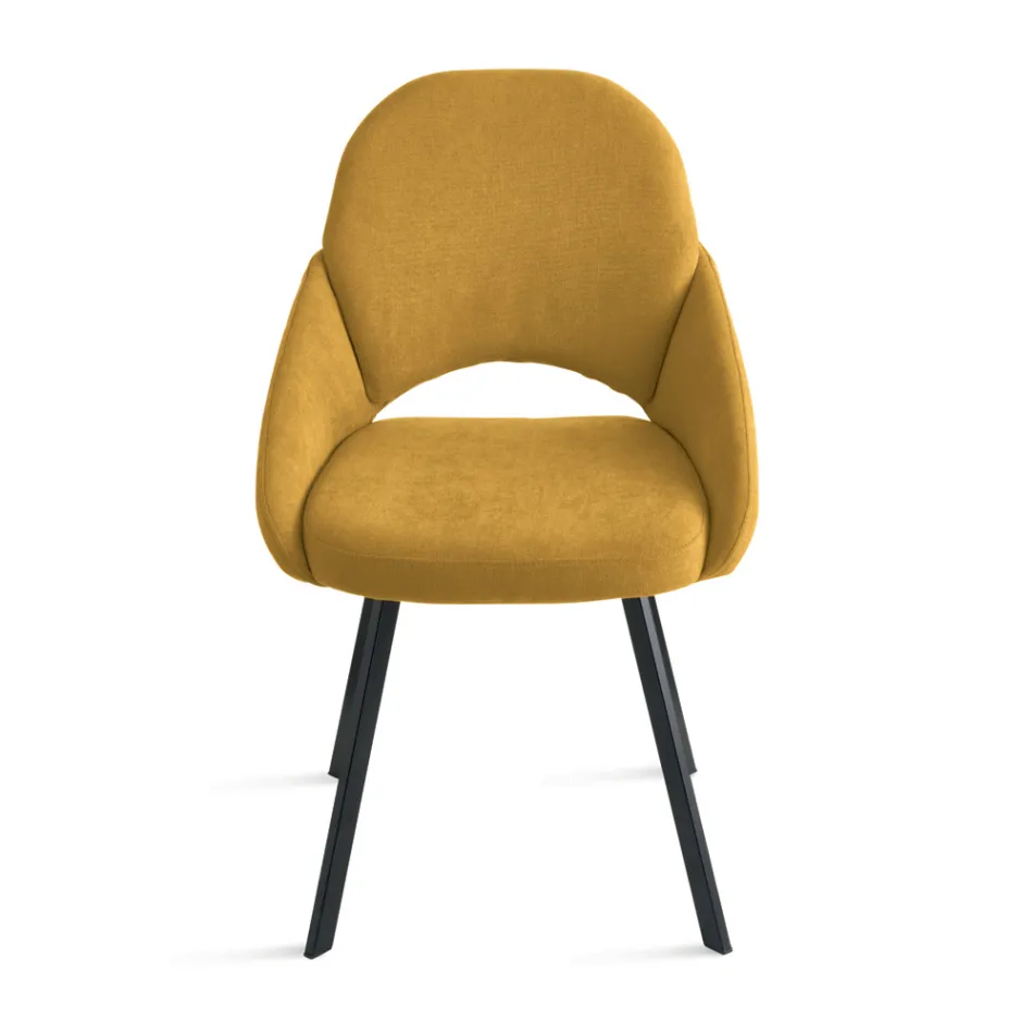 Set aus 2 gepolsterten Stühlen mit farbenfrohem Stoffbezug und Metallgestell - Damian Viadurini