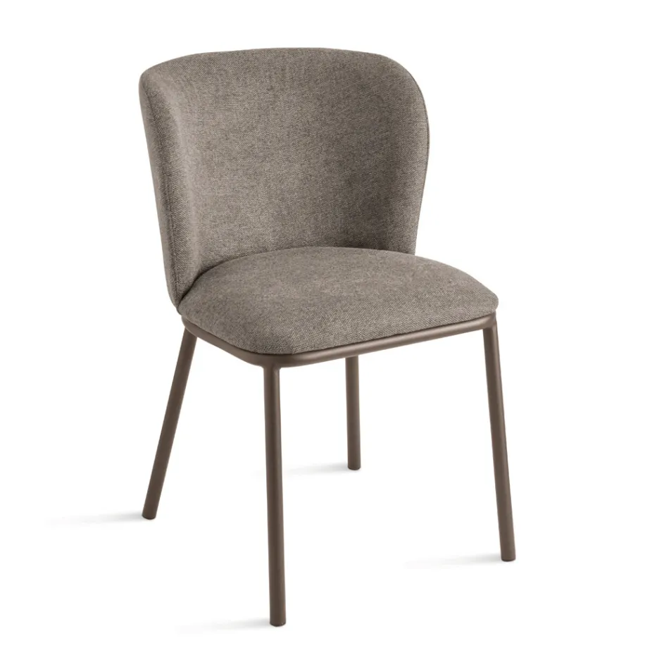 Set aus 2 gepolsterten Stoffstühlen mit lackiertem Metallgestell - Leandra Viadurini