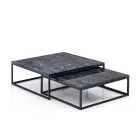 Set mit 2 Couchtischen aus MDF mit Marmoroberfläche – Osmium Viadurini