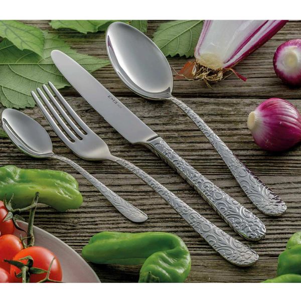 24-teiliges besteckset aus poliertem stahl mit gravur made in italy - nara