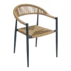 4er-Set Armlehnstühle aus Aluminium und gedrehtem Rattan - Tavira Viadurini