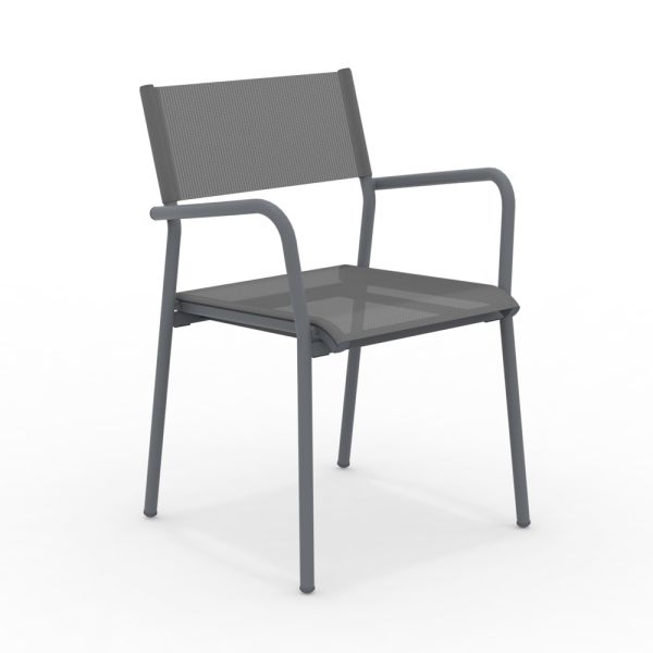 Satz von 4 gartenstühlen aus aluminium und batyline - lucente