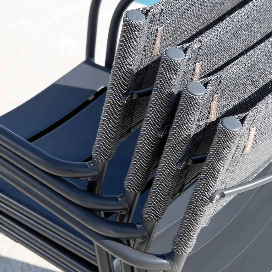 Satz von 4 Gartenstühlen aus verzinktem Metall und Batyline - Prestigio Viadurini