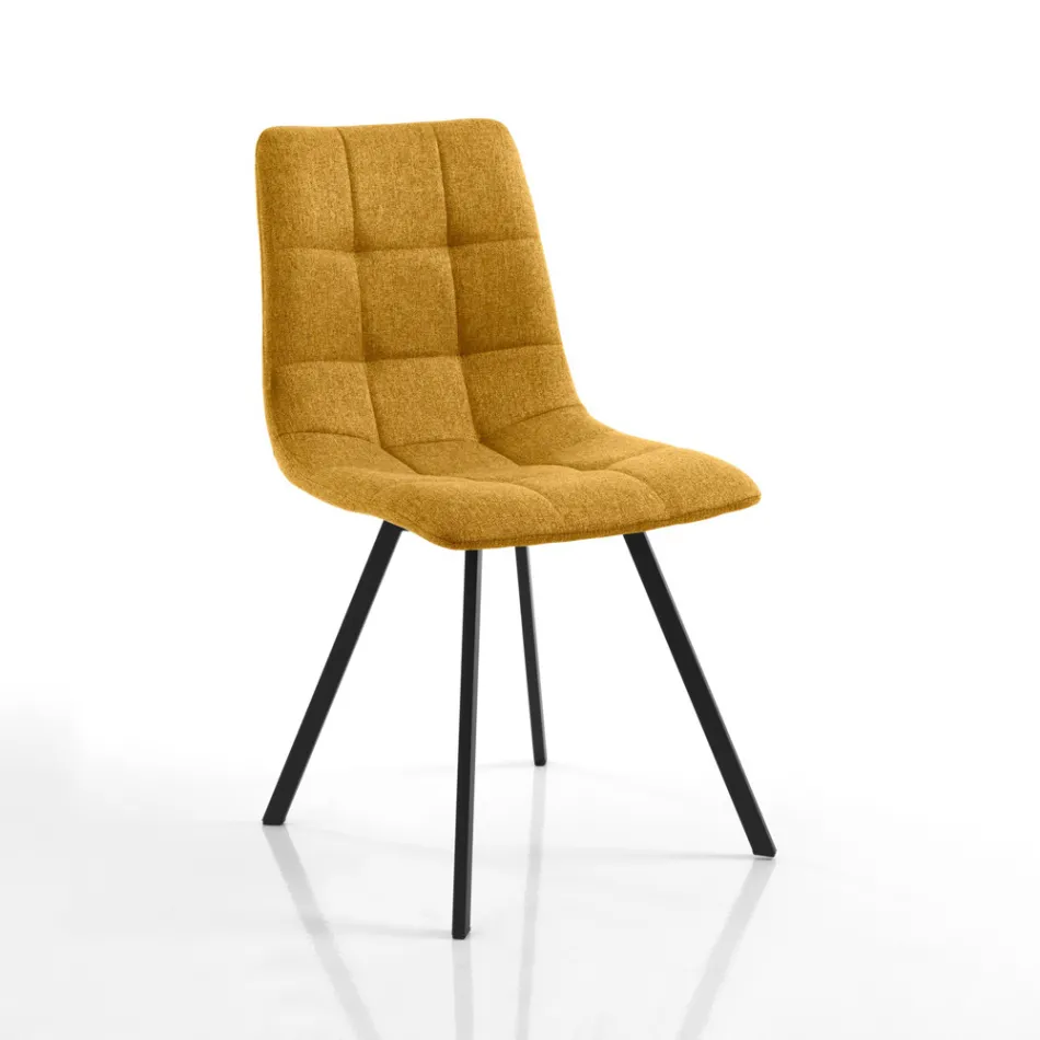 Set aus 4 gepolsterten und mit Stoff gepolsterten Esszimmerstühlen – Chimera Viadurini