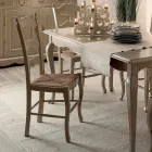 Set aus 4 taubengrauen und strohfarbenen Holzstühlen, hergestellt in Italien - Celestino Viadurini