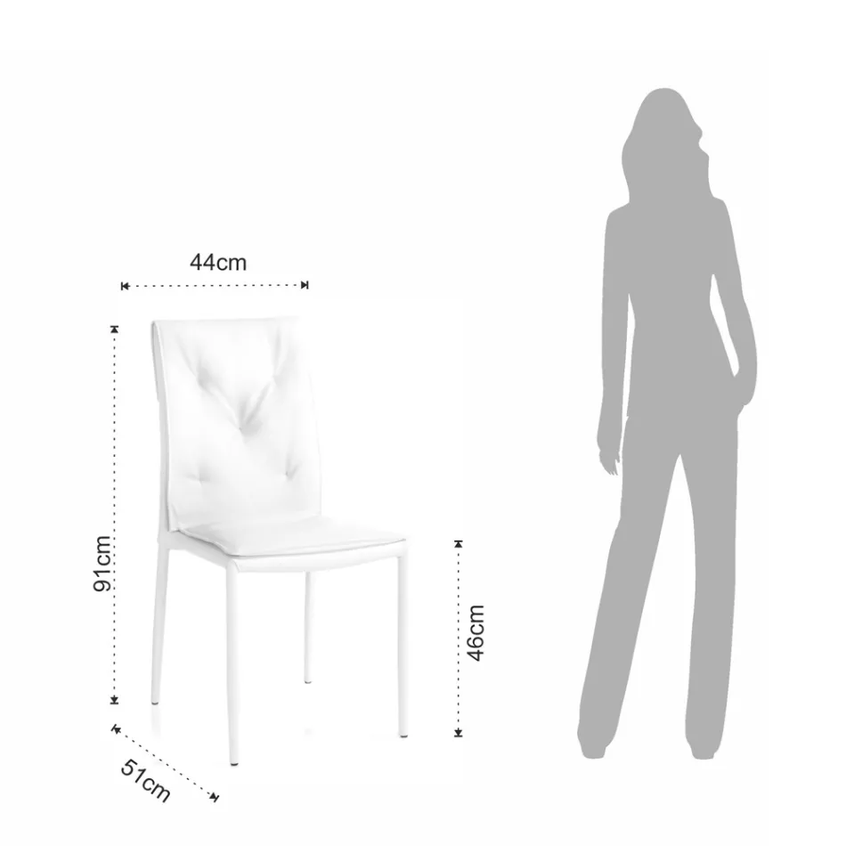 Set mit 4 Stühlen, gepolstert mit Kunstleder in verschiedenen Ausführungen – Uranium Viadurini