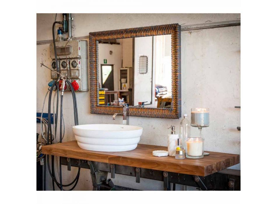 Set von Design-Hängemöbeln für Badezimmer aus gestreiftem Teak Poggio Viadurini