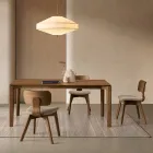 Zwei Stühle mit Holzoptik und gepolstertem Stoffsitz - Antea Viadurini